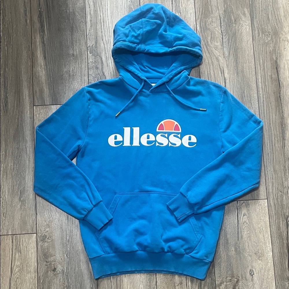 Ellesse Bright Blue Hoodie with White and Orange Logo